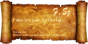 Fabriczius Szilvia névjegykártya
